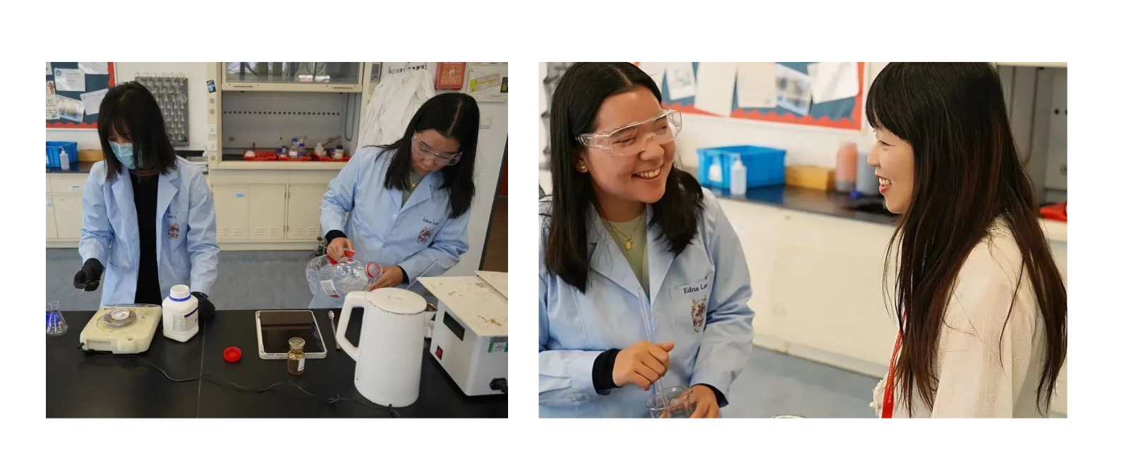 Edna is doing chemistry