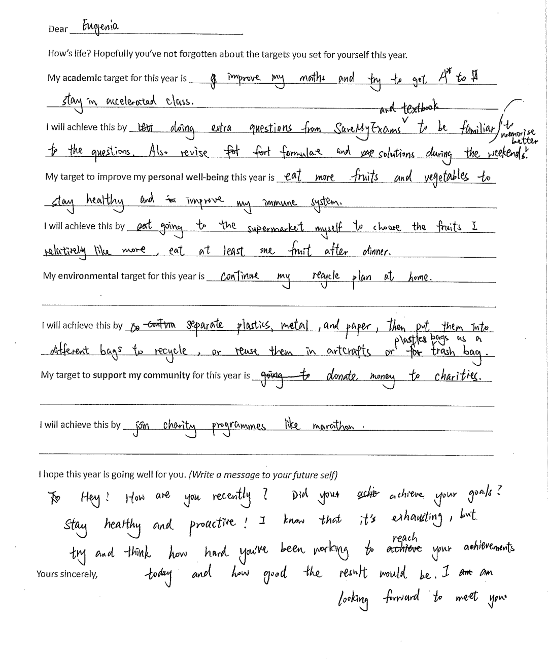 Four Targets of New Year Solution  by Eugenia L (Y10), Nicole Y (Y10), Thomas (Y12)