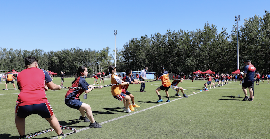 Senior school students engaging in sports activities