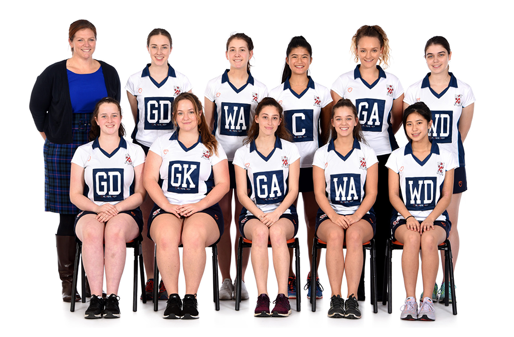 Natasha in the D1 Netball team (second row, fourth from left)