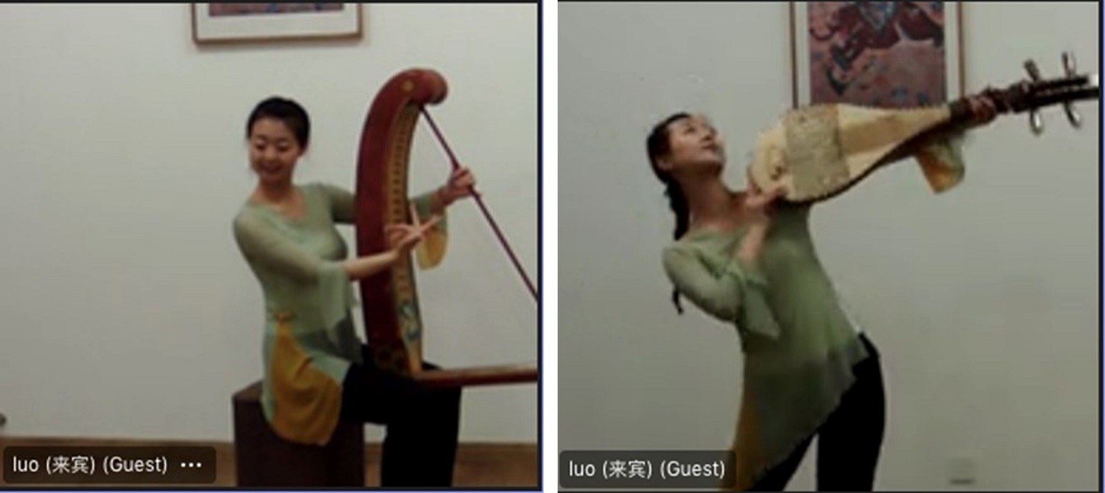 嘉宾老师示范反弹琵琶及演奏箜篌