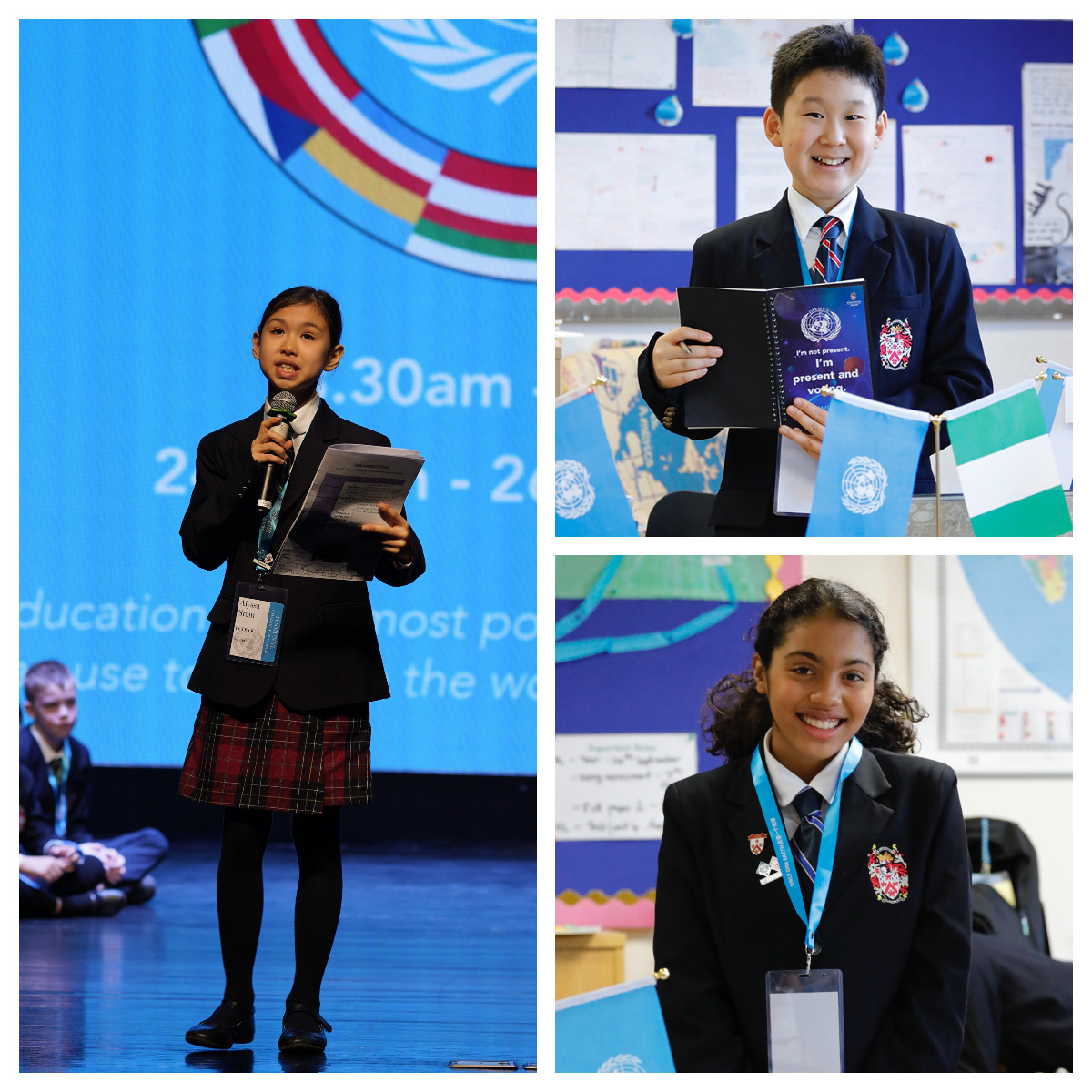 Junior School MUN students in formal uniform