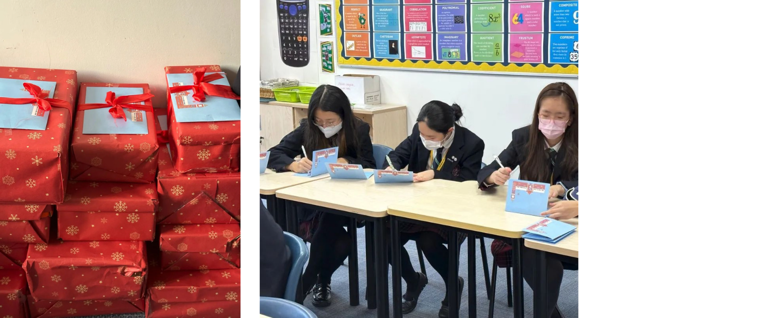 Y7 students signed and wrote messages in the cards for the children and staff as well