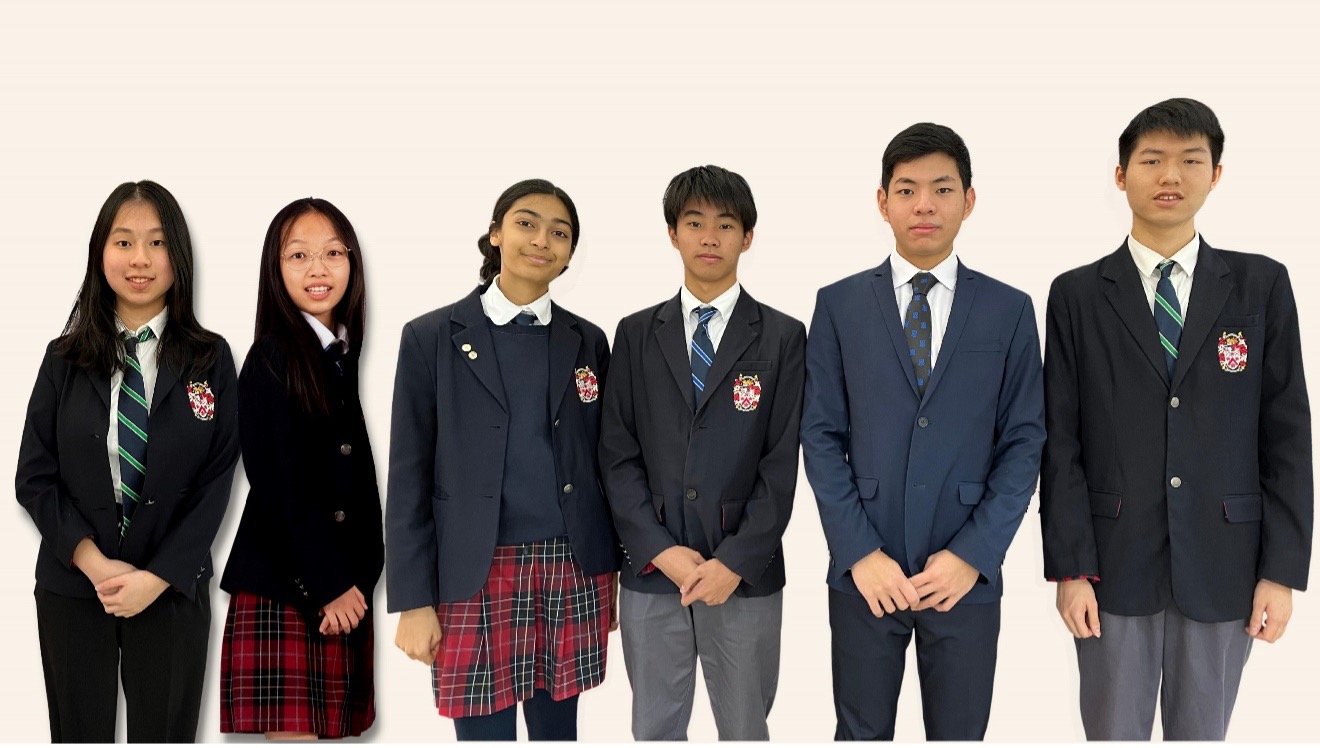 中学部“学生之声”小记者合影: Elissa F, Diane Y, Yashvi K, Rhyder Z, Terry W, Michael G.