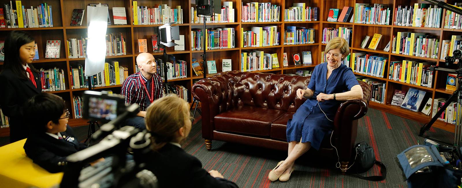 Dulwich Pudong students interview Ms Shackleton.