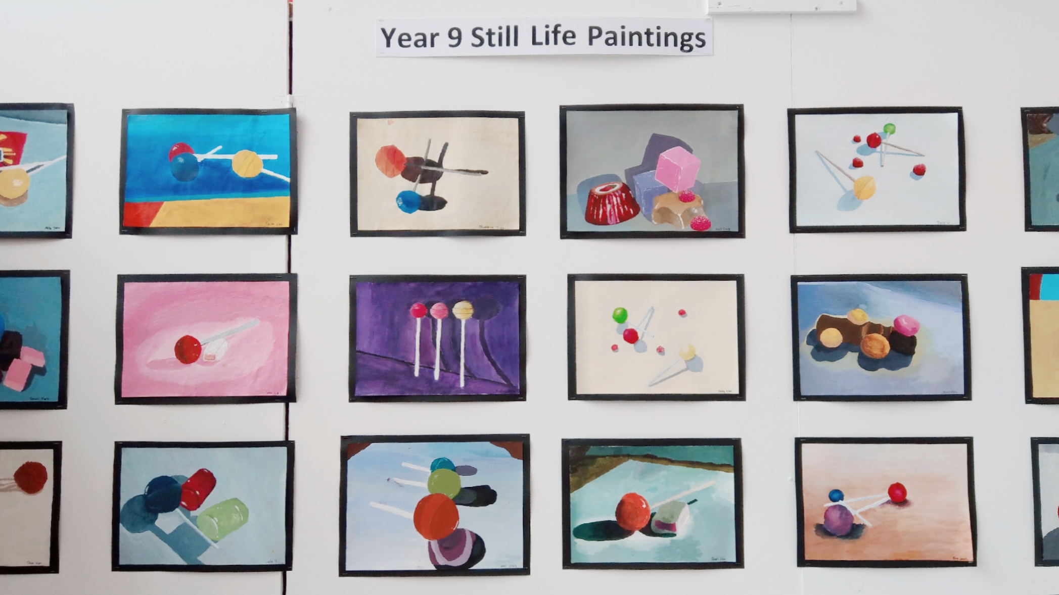 DCB Key Stage 3 exhibition ''Paint Print Draw Sculpt'' - Year 9 Still Life Painting